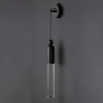 Настенный бра-светильник с прозрачным цилиндрическим корпусом и шарообразным клипом из латуни GELIS WALL Black от ImperiumLoft