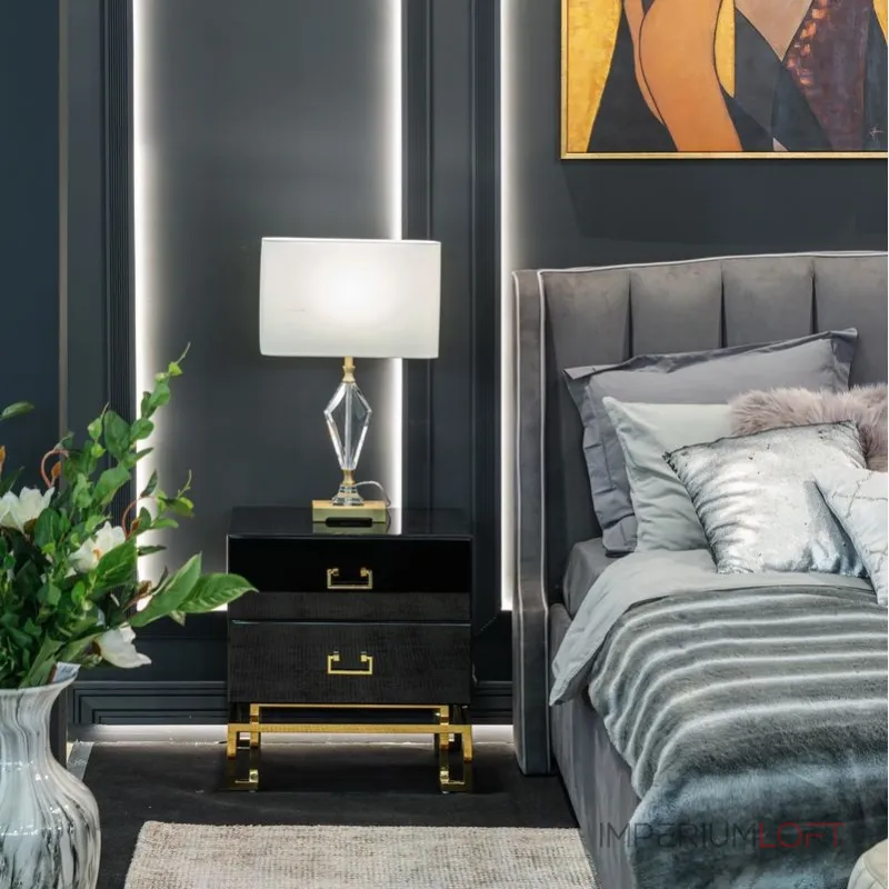 Лампа настольная стеклянная (белый абажур) 22-88232 от ImperiumLoft