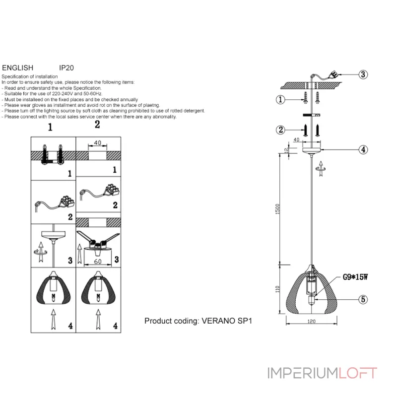 Подвесной светильник Crystal L ux VERANO SP1 GOLD Подвесной светильник Crystal L ux VERANO SP1 GOLD