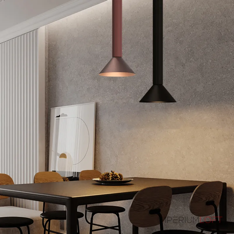 Серия подвесных светодиодных светильников с коническим плафоном на рифленом цилиндрическом основании RANDOR H39 White от ImperiumLoft Серия подвесных светодиодных светильников с коническим плафоном на рифленом цилиндрическом основании RANDOR H39 White от ImperiumLoft