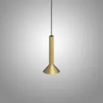 Серия подвесных светодиодных светильников с коническим плафоном на рифленом цилиндрическом основании RANDOR H39 Gold от ImperiumLoft