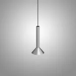 Серия подвесных светодиодных светильников с коническим плафоном на рифленом цилиндрическом основании RANDOR H39 Silver от ImperiumLoft