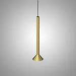 Серия подвесных светодиодных светильников с коническим плафоном на рифленом цилиндрическом основании RANDOR H69 Gold от ImperiumLoft