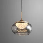 Подвесной светильник с LED-источником света в полусферическом рассеивателе с эффектом льда внутри плафона из тонированного стекла  MAYER от ImperiumLoft