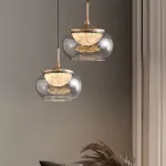 Подвесной светильник с LED-источником света в полусферическом рассеивателе с эффектом льда внутри плафона из тонированного стекла  MAYER от ImperiumLoft