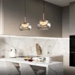 Подвесной светильник с LED-источником света в полусферическом рассеивателе с эффектом льда внутри плафона из тонированного стекла  MAYER от ImperiumLoft