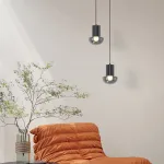 Серия светодиодных подвесных светильников со стеклянными плафонами в форме полусферы TIBERT L1 Black с лифтом от ImperiumLoft