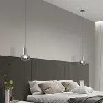 Серия светодиодных подвесных светильников со стеклянными плафонами в форме полусферы TIBERT L1 Black с лифтом от ImperiumLoft