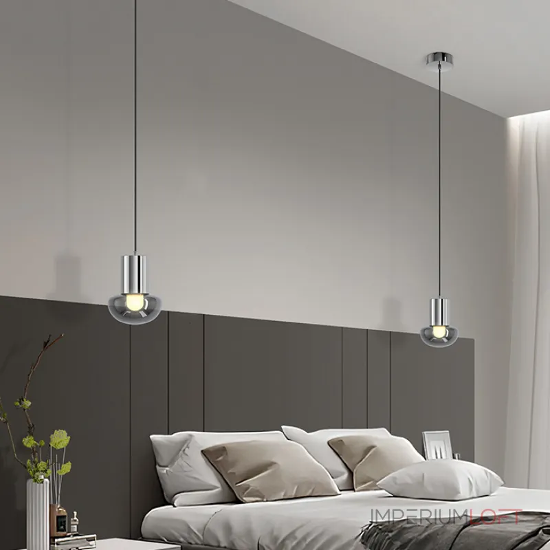 Серия светодиодных подвесных светильников со стеклянными плафонами в форме полусферы TIBERT L1 Black с лифтом от ImperiumLoft