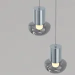 Серия светодиодных подвесных светильников со стеклянными плафонами в форме полусферы TIBERT L1 Black с лифтом от ImperiumLoft