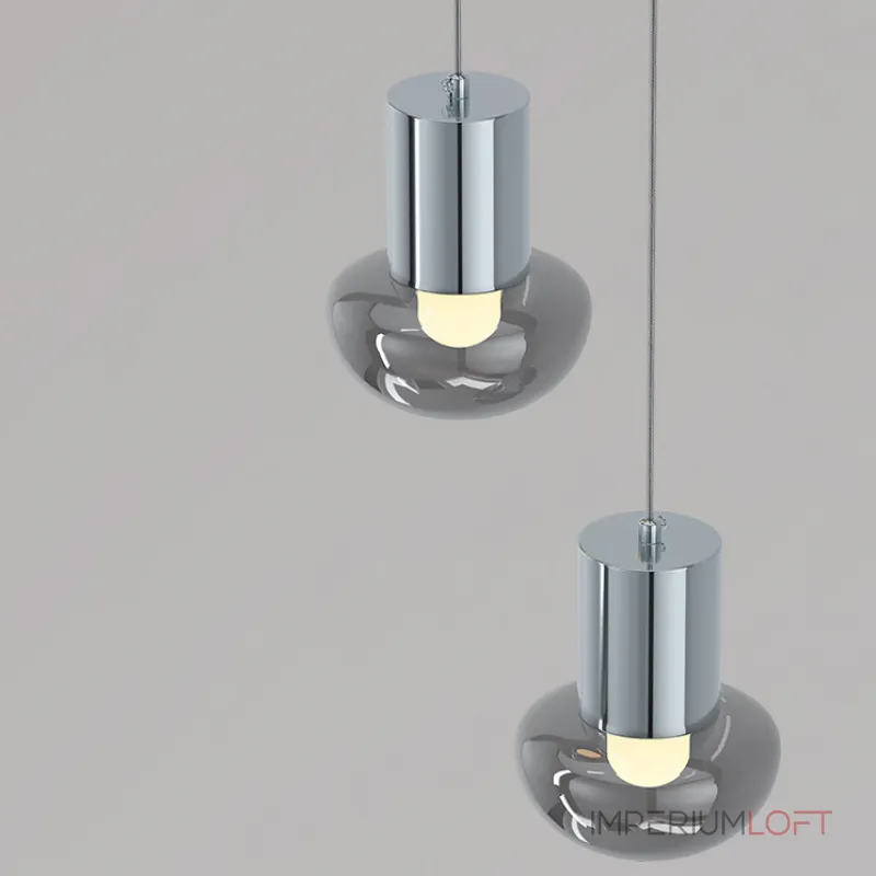 Серия светодиодных подвесных светильников со стеклянными плафонами в форме полусферы TIBERT L1 Black с лифтом от ImperiumLoft