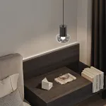 Серия светодиодных подвесных светильников со стеклянными плафонами в форме полусферы TIBERT L1 Black с лифтом от ImperiumLoft