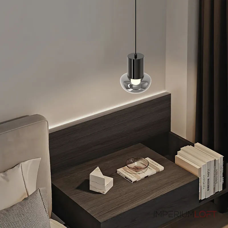 Серия светодиодных подвесных светильников со стеклянными плафонами в форме полусферы TIBERT L1 Black с лифтом от ImperiumLoft