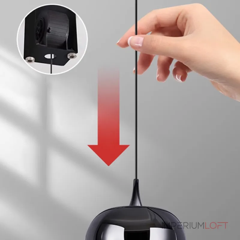 Серия подвесных светодиодных светильников с корпусом в форме лопастей и линзированным источником света JUSI Black с лифтом от ImperiumLoft