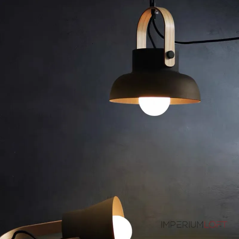 Подвесной светильник с деревянным хомутом CLUTCH D16 Grey от ImperiumLoft