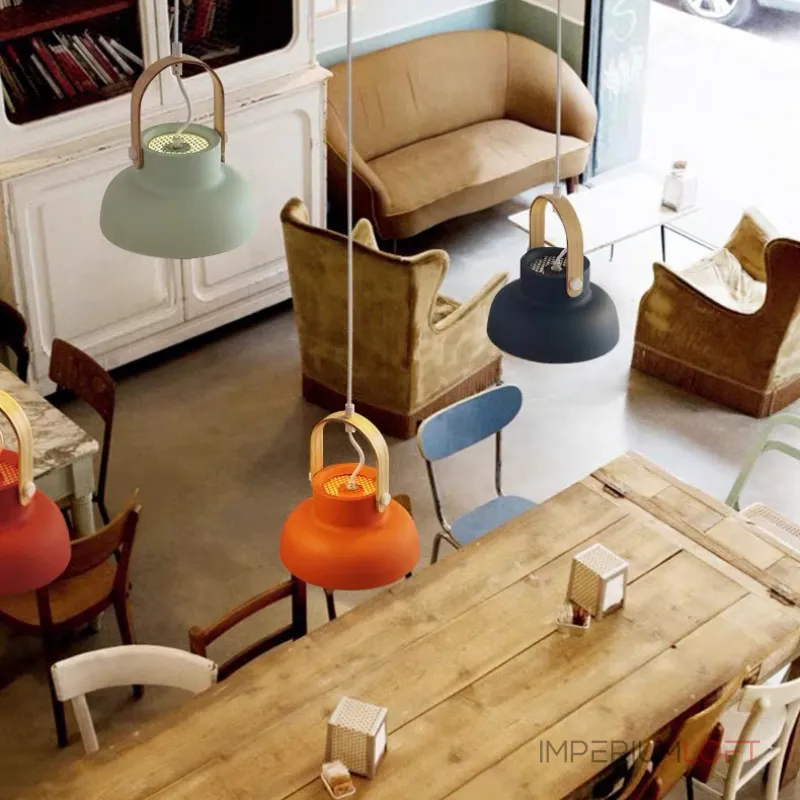 Подвесной светильник с деревянным хомутом CLUTCH D16 Grey от ImperiumLoft