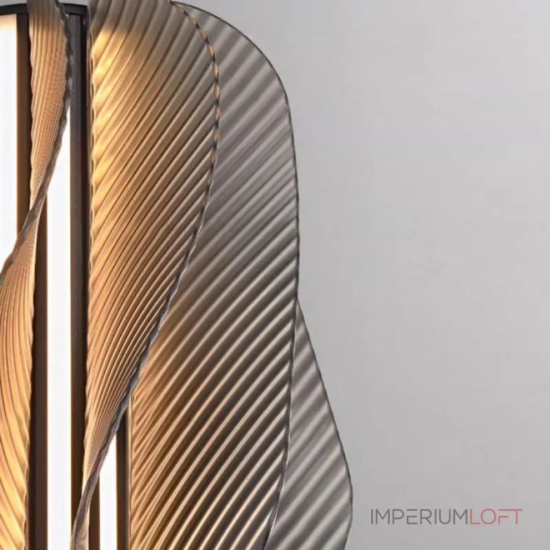 Серия подвесных светодиодных светильников с оригинальными рассеивателями с рельефной поверхностью, изогнутыми винтом вокруг цилиндрического основания VOLGER A Grey от ImperiumLoft