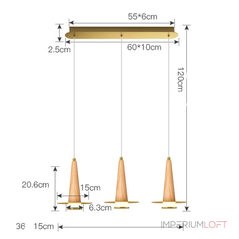 Подвесной светильник CURTISS MORE L3 Brown Планка Подвесной светильник CURTISS MORE L3 Brown Планка