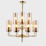 Люстра на штанге Agne Brass & Blue Glass Tube Chandelier in 1970 12