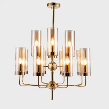 Люстра на штанге Agne Brass & Blue Glass Tube Chandelier in 1970 12