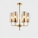 Люстра на штанге Agne Brass & Blue Glass Tube Chandelier in 1970 8