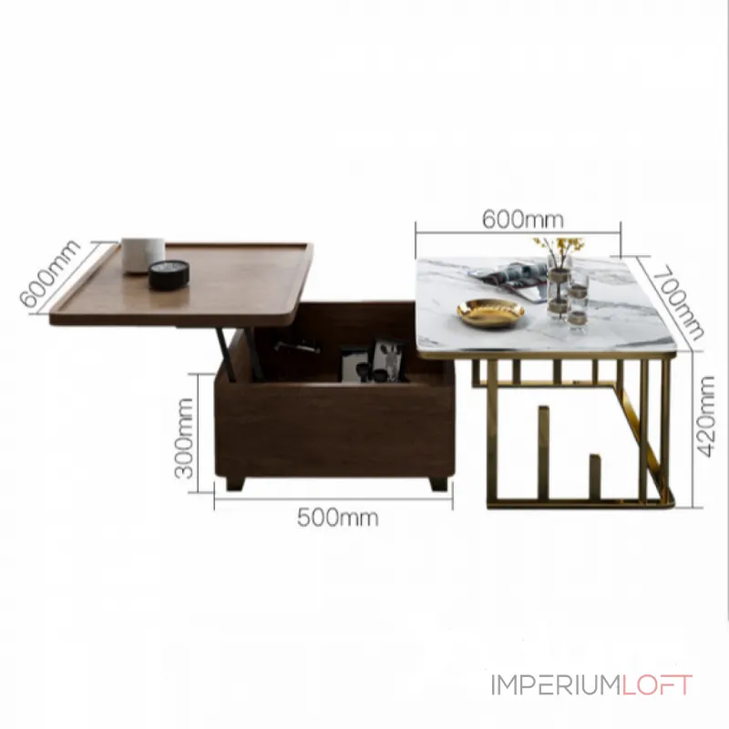 Дизайнерский журнальный столик LaLume-AP00119 Комплект с квадратным журнальным столиком от ImperiumLoft