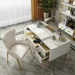 Дизайнерский письменный стол LaLume-PS00105,  цвет БЕЛЫЙ, столешница Мрамор (Вариант исполнения: B) от ImperiumLoft