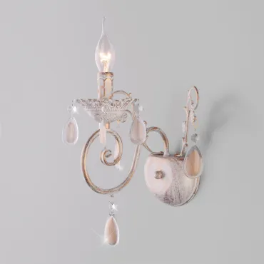 Настенный светильник с хрусталем 10009/1 золото с белым