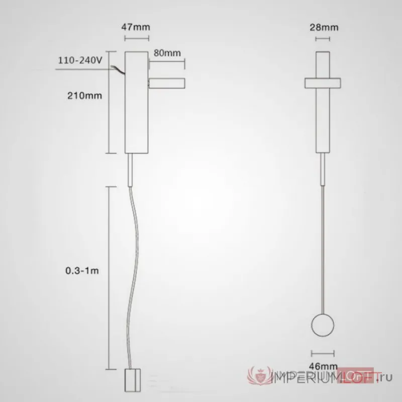 Настенный светильник DENZIL Black от ImperiumLoft