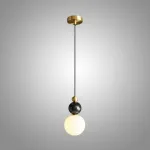 Серия подвесных светильников в виде комбинации мраморного и металлического шаров и круглого стеклянного плафона SONDRE L1 Black от ImperiumLoft