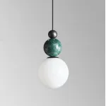 Серия подвесных светильников в виде комбинации мраморного и металлического шаров и круглого стеклянного плафона SONDRE L1 Green от ImperiumLoft