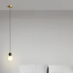 Серия подвесных светильников в виде комбинации мраморного и металлического шаров и круглого стеклянного плафона SONDRE L1 Green от ImperiumLoft