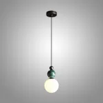 Серия подвесных светильников в виде комбинации мраморного и металлического шаров и круглого стеклянного плафона SONDRE L1 Green от ImperiumLoft