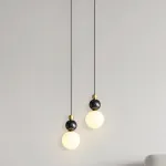 Серия подвесных светильников в виде комбинации мраморного и металлического шаров и круглого стеклянного плафона SONDRE L1 Green от ImperiumLoft