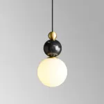 Серия подвесных светильников в виде комбинации мраморного и металлического шаров и круглого стеклянного плафона SONDRE L1 Green от ImperiumLoft