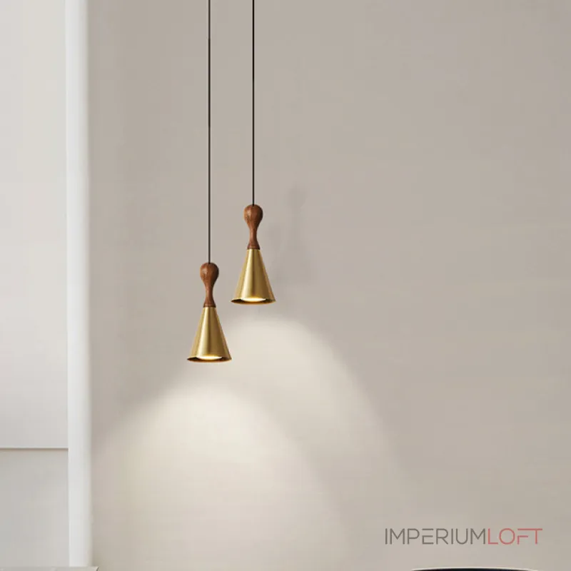 Серия светильников с коническим корпусом из латуни и дерева TINTIN Black от ImperiumLoft