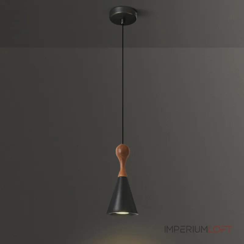 Серия светильников с коническим корпусом из латуни и дерева TINTIN Black от ImperiumLoft