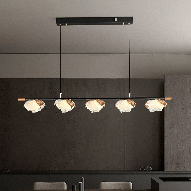 Реечный светильник с плафонами в виде прозрачных листьев с LED подсветкой AUBREY L L100 от ImperiumLoft Реечный светильник с плафонами в виде прозрачных листьев с LED подсветкой AUBREY L L100 от ImperiumLoft