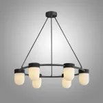 Серия кольцевых люстр с округлыми плафонами из натурального алебастра TORVILL RING D76 Black от ImperiumLoft