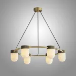 Серия кольцевых люстр с округлыми плафонами из натурального алебастра TORVILL RING D76 Brass от ImperiumLoft