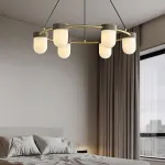 Серия кольцевых люстр с округлыми плафонами из натурального алебастра TORVILL RING D96 Black от ImperiumLoft