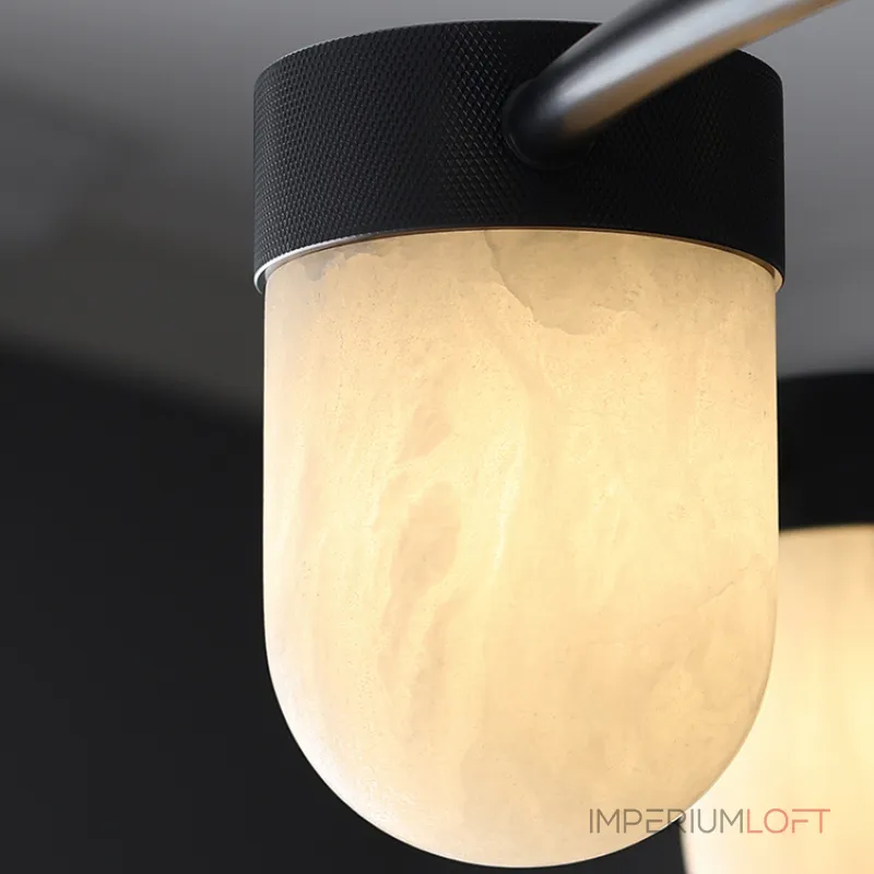 Серия кольцевых люстр с округлыми плафонами из натурального алебастра TORVILL RING D96 Black от ImperiumLoft