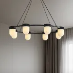 Серия кольцевых люстр с округлыми плафонами из натурального алебастра TORVILL RING D96 Black от ImperiumLoft