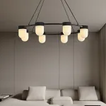 Серия кольцевых люстр с округлыми плафонами из натурального алебастра TORVILL RING D96 Black от ImperiumLoft