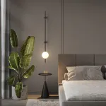 Серия настенных светильников с белыми шарообразными плафонами на высокой стойке OHLA L1 Black от ImperiumLoft