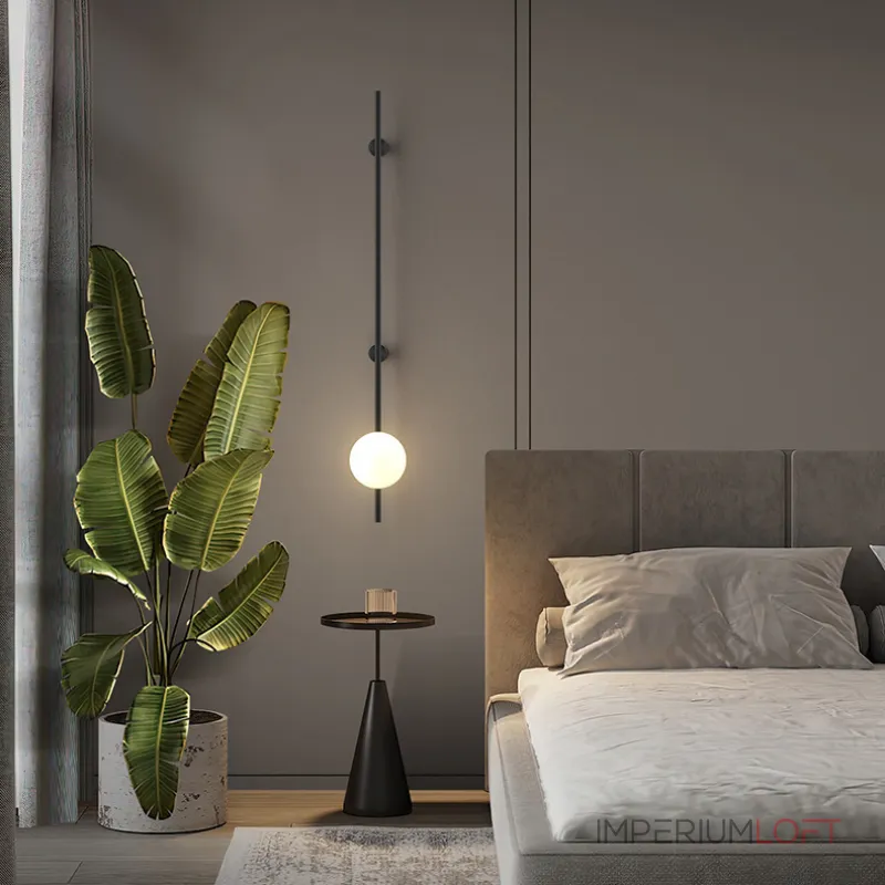 Серия настенных светильников с белыми шарообразными плафонами на высокой стойке OHLA L1 Black от ImperiumLoft