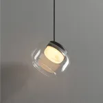 Серия светильников с мраморным рассеивателем внутри стеклянного плафона на ассиметричном подвесе DORIAN ONE L25 от ImperiumLoft