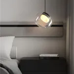 Серия светильников с мраморным рассеивателем внутри стеклянного плафона на ассиметричном подвесе DORIAN ONE L25 от ImperiumLoft