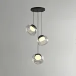 Серия светильников с мраморным рассеивателем внутри стеклянного плафона на ассиметричном подвесе DORIAN ONE L3 от ImperiumLoft