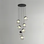 Серия светильников с мраморным рассеивателем внутри стеклянного плафона на ассиметричном подвесе DORIAN ONE L7 от ImperiumLoft